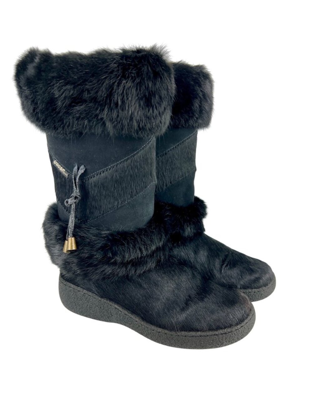 Oscar Sport Womens Black Fur Apres Ski Winter Snow Boots size EU 41 US 10
